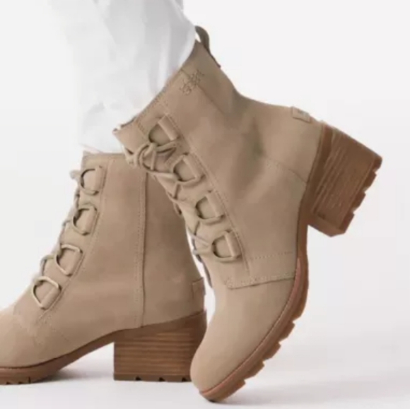 Sorel Shoes - SOREL Women's Cate Lace Up Bootie Size 6.5 Beige Suede Combat Leather Shoes